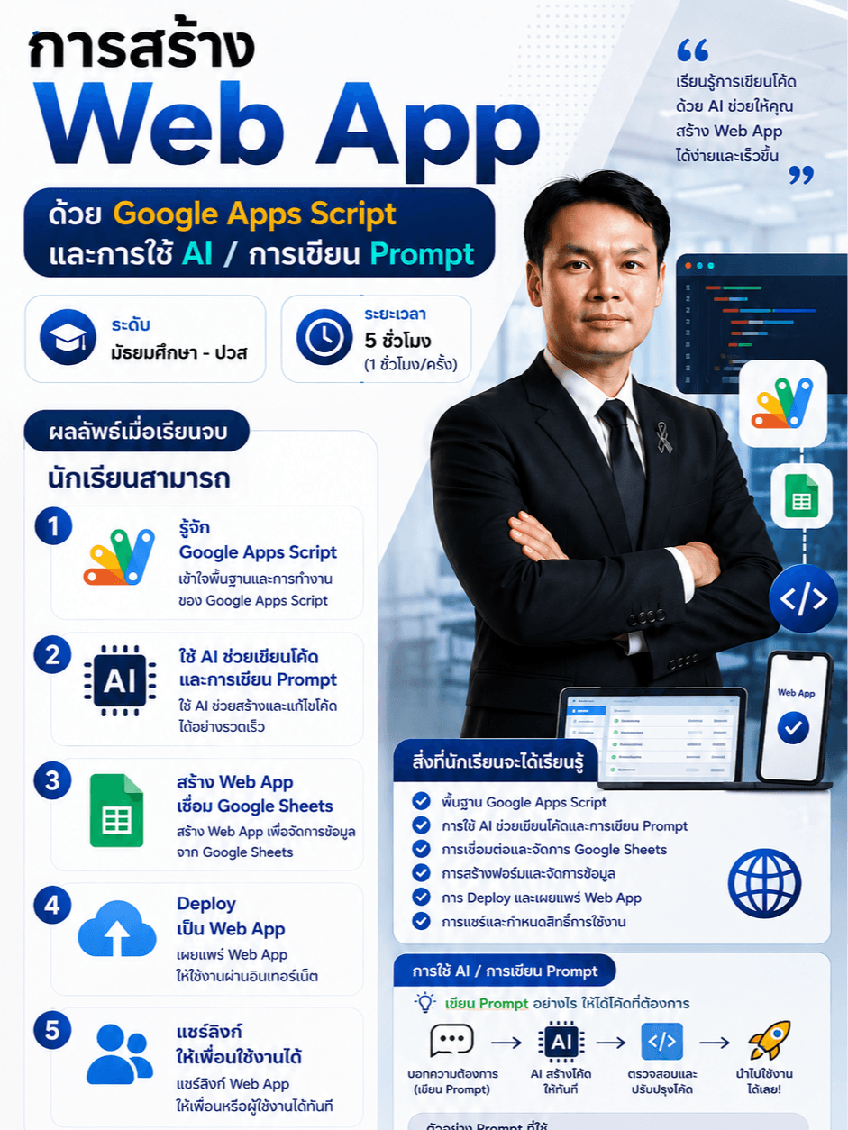 การสร้างเว็บแอปพลิเคชันด้วย Google Apps Script และ สอนใช้ AI