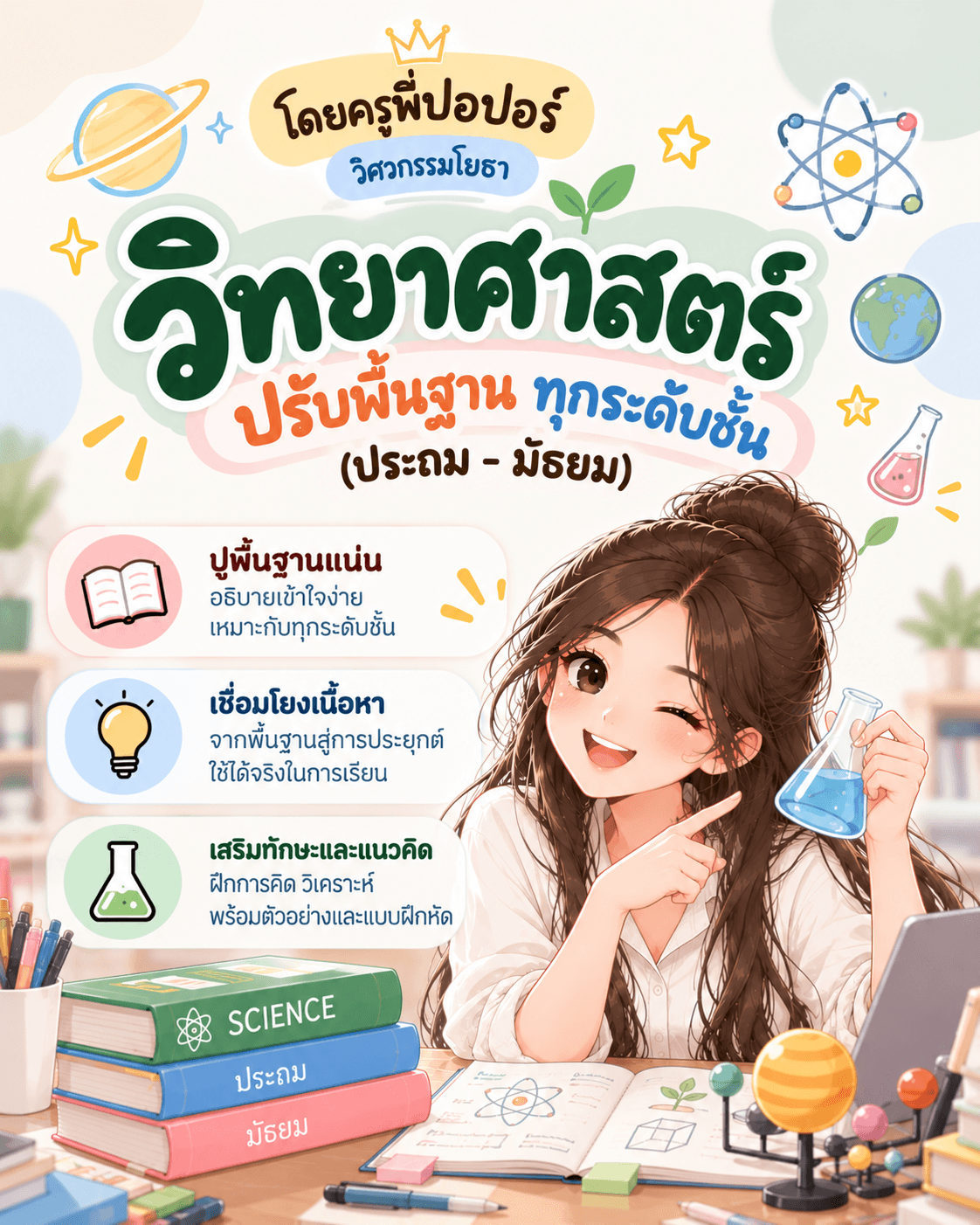 ปรับพื้นฐานวิทยาศาสตร์ ทุกระดับชั้น (ประถม-มัธยม)