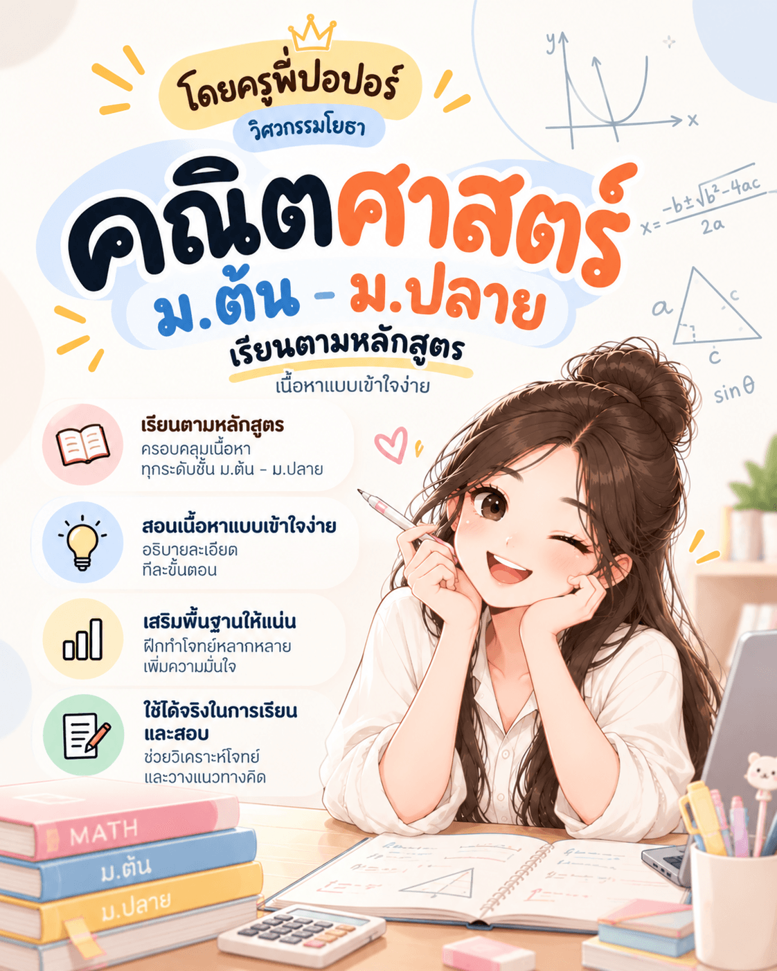 คณิต เรียนตามหลักสูตร ระดับมัธยมศึกษา