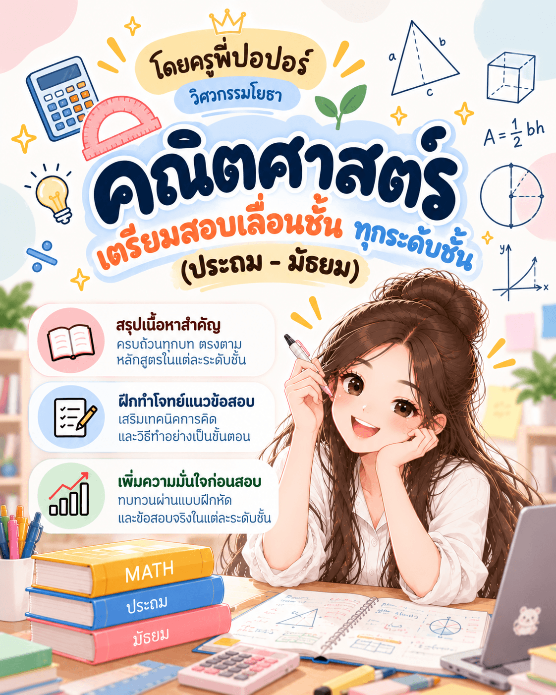 ติวสอบเลื่อนชั้นคณิตศาสตร์ ทุกระดับชั้น (ประถม-มัธยม)
