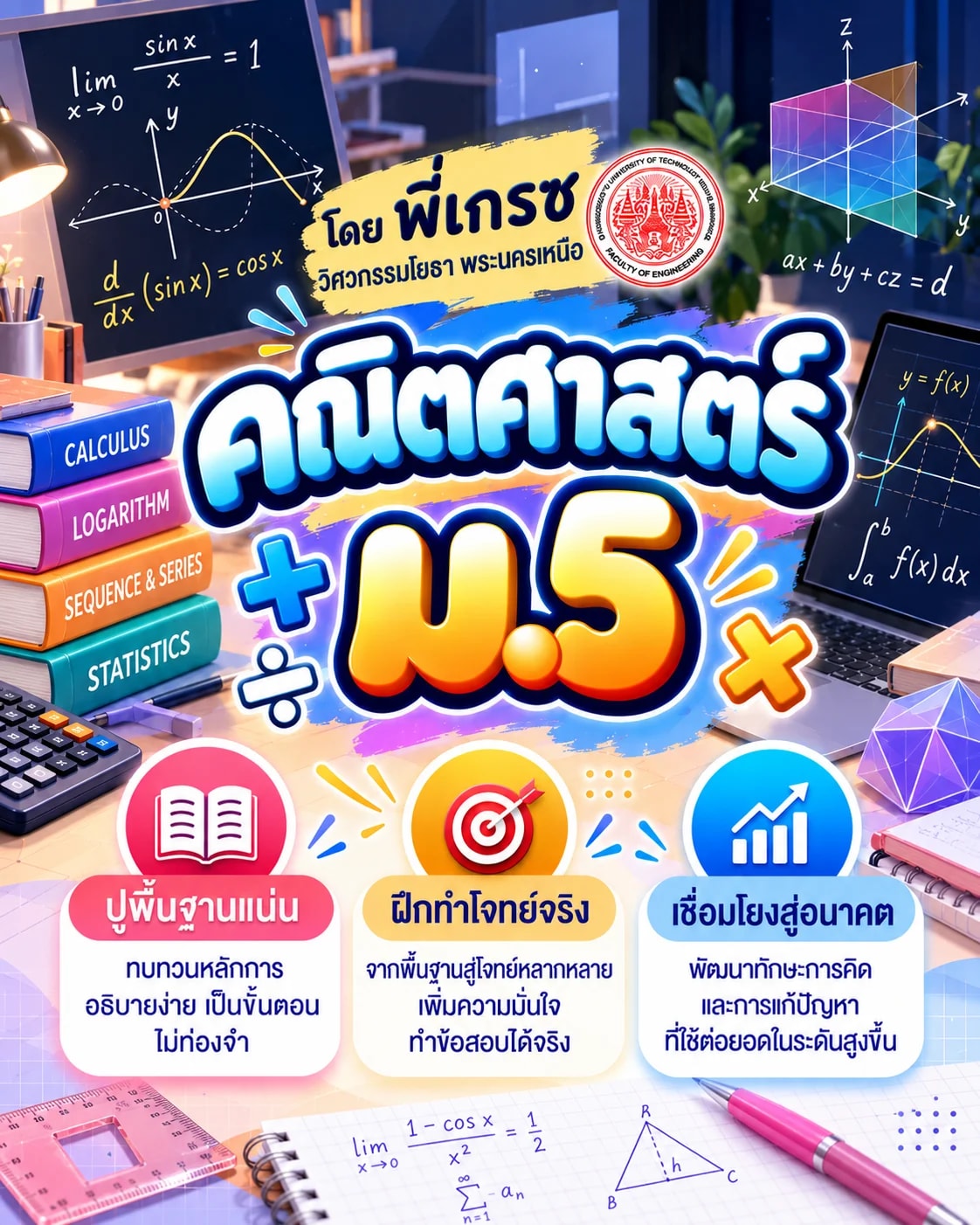 คณิตศาสตร์ ม.5 โดยพี่เกรซวิศวะโยธา