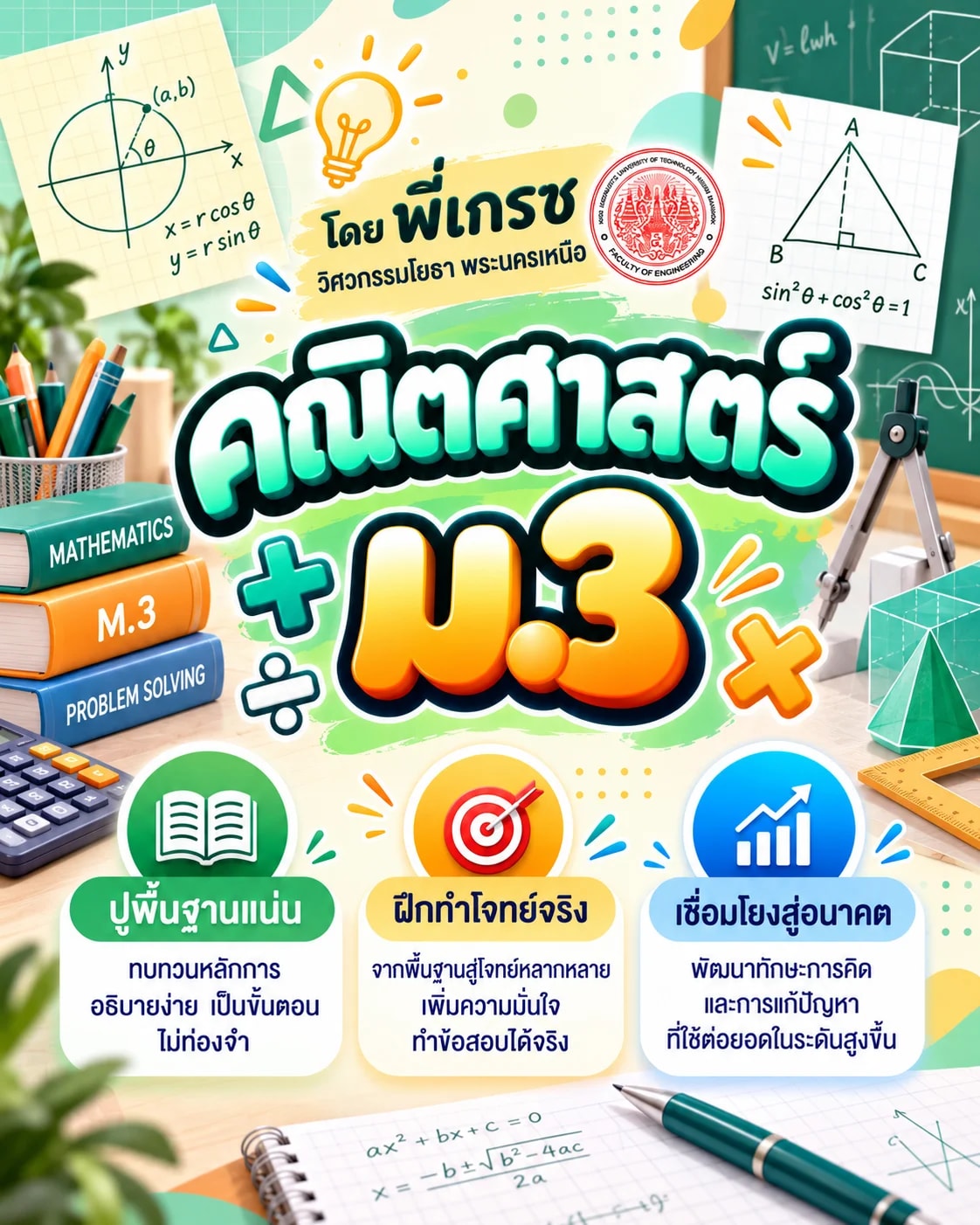 คณิตศาสตร์ ม.3 โดยพี่เกรซวิศวะโยธา
