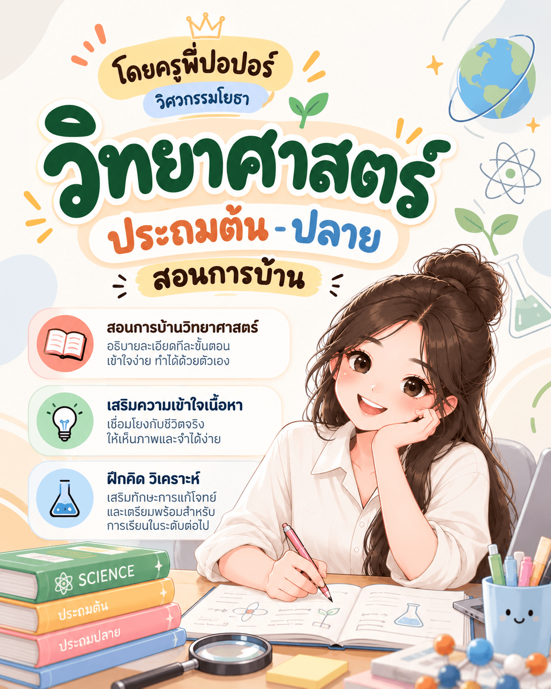 สอนการบ้านวิทย์ ระดับประถมศึกษาทุกชั้นปี
